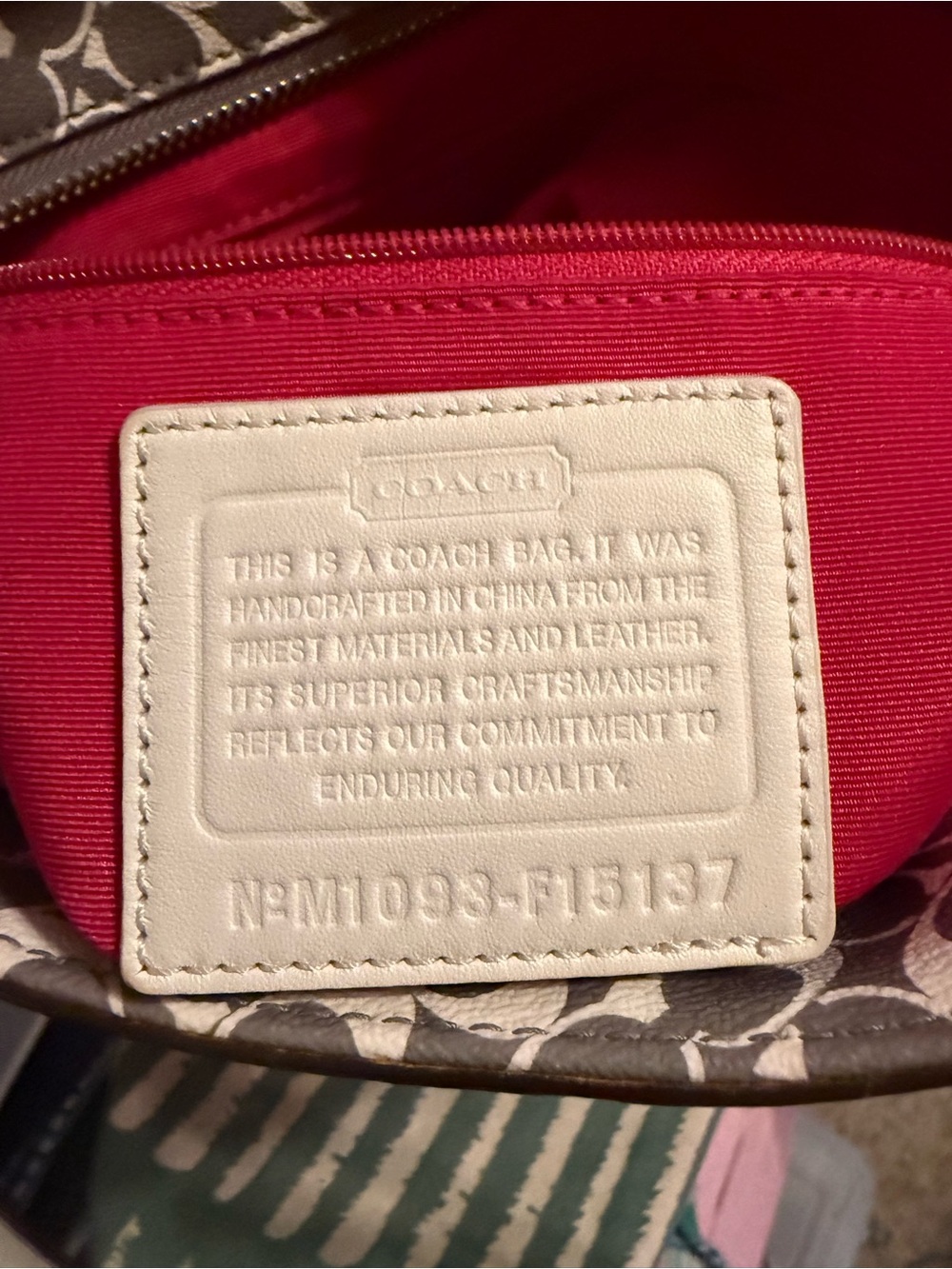 Coach Tote Bag in White, Gray & Pink - Picture 4 of 5